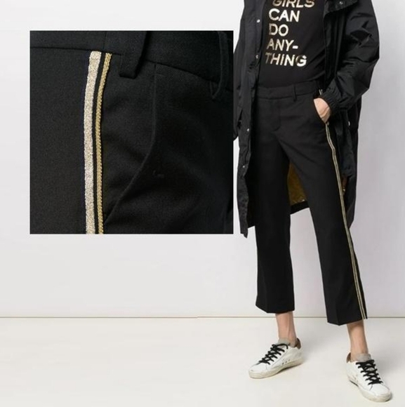 NWT Zadig & Voltaire Gold Stripe Black Pant - Picture 1 of 11